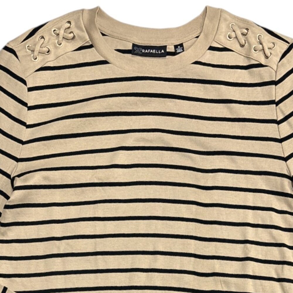 NWT Rafaella Women's 2XL Long Sleeve Knit Top Grommet & Lacing Shoulder Accent